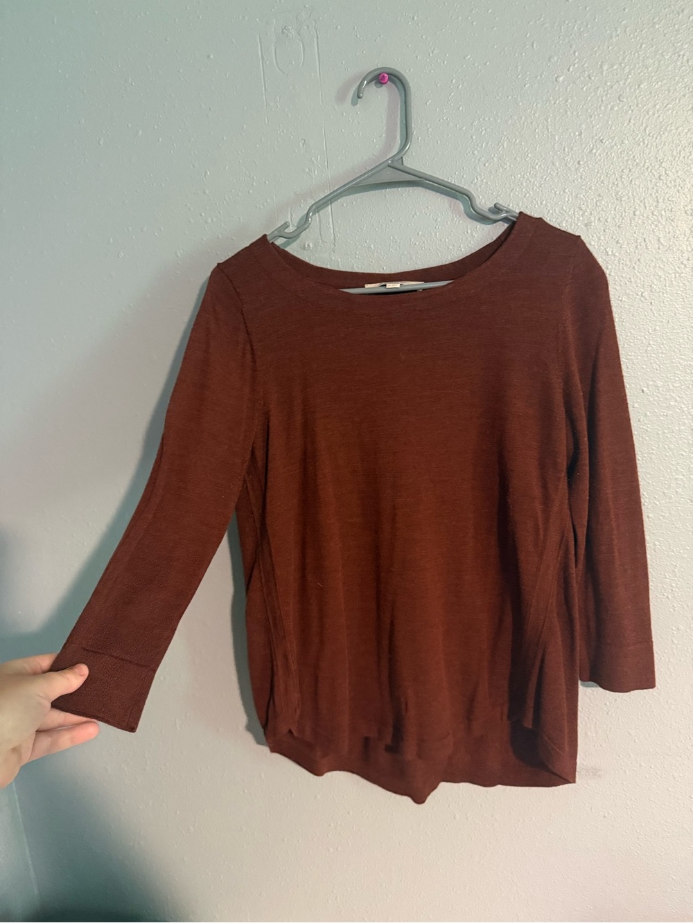 LOFT Long-Sleeve Boatneck Top in Rust Brown